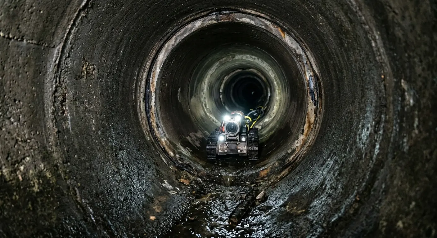 Robotic sewer camera inspecting pipe interior for Sewer Line Repair in Midway City